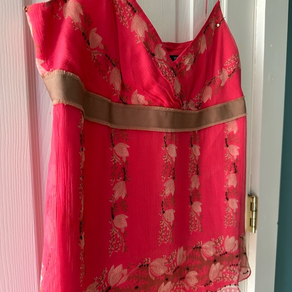 J.Crew Vintage 100% Silk Pink Floral Beaded Cami Top Size 12 - Picture 2 of 5